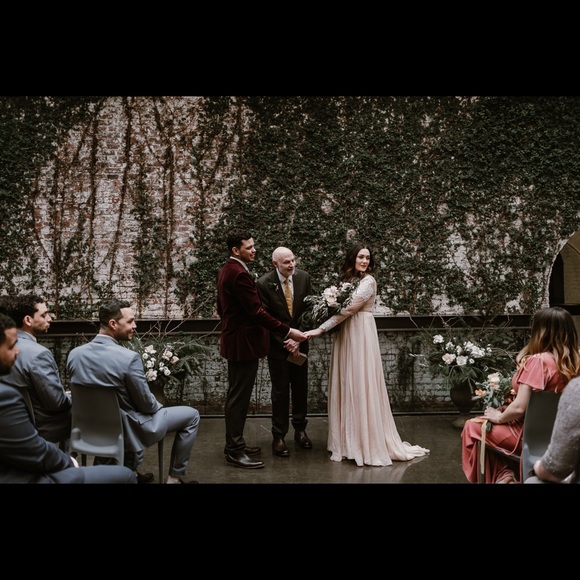 Custom Sarah Seven Lace and Silk Wedding Dress - Picture 5 of 16